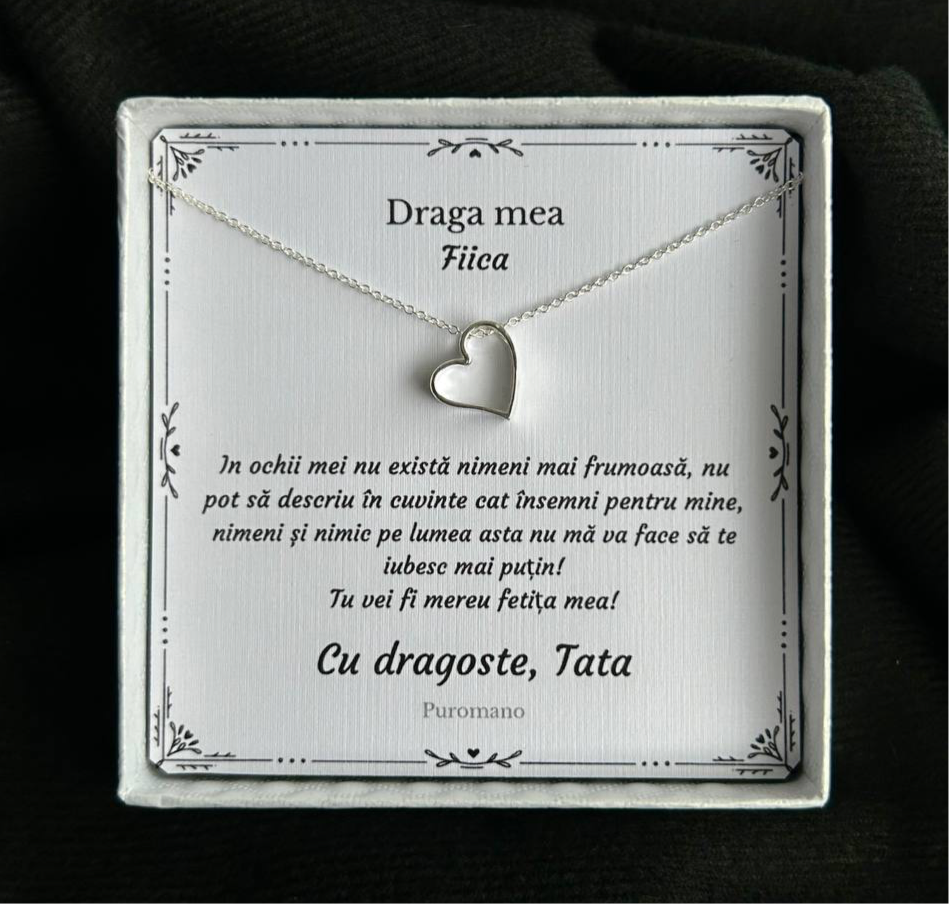 Cadou pentru fiica - Colier din Argint - pandativ inima