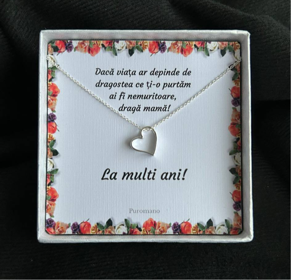 Cadou pentru mama - Colier din Argint - pandativ inima
