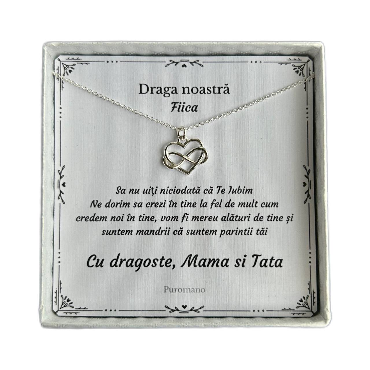 Cadou pentru fiica - Colier din Argint - pandativ inima/infinit