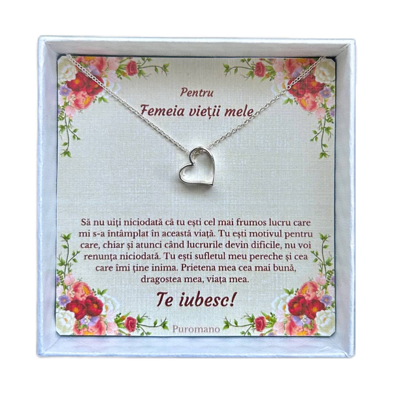 Cadou Pentru Sotie - Colier din Argint - pandativ inima
