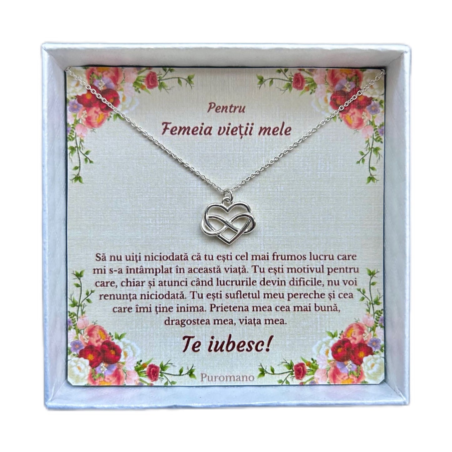 Cadou Pentru Sotie - Colier din Argint - pandativ inima/infinit