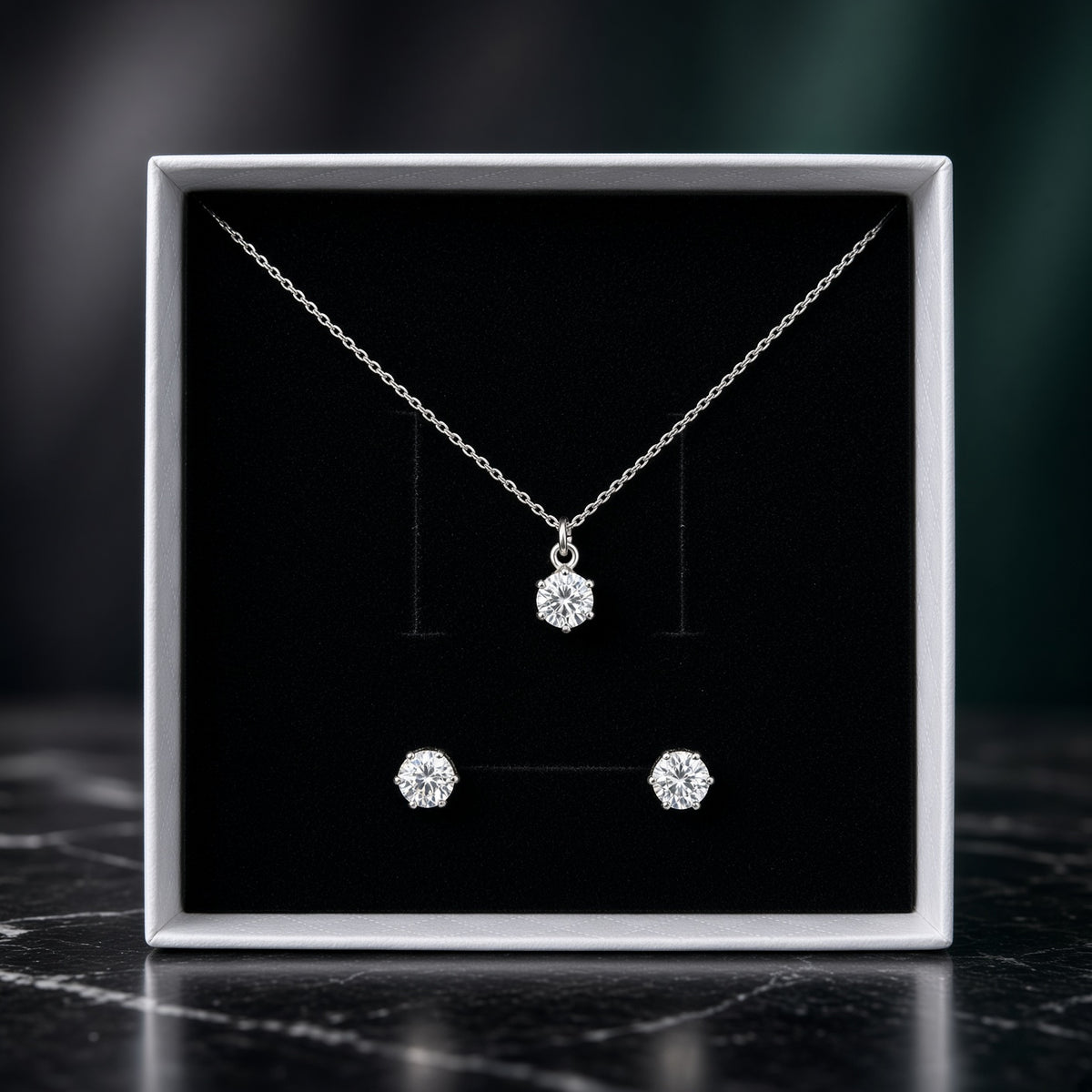 Set Tre Stelle, colier și cercei din argint 925 cu cristale, cadou pentru ea