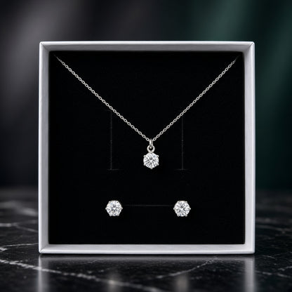 Set Tre Stelle, colier și cercei din argint 925 cu cristale, cadou pentru ea